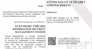Türkak'dan akredite belgelendirme kapsamında ilk  ISO27001:2022 geçişi yapan firma olduk.